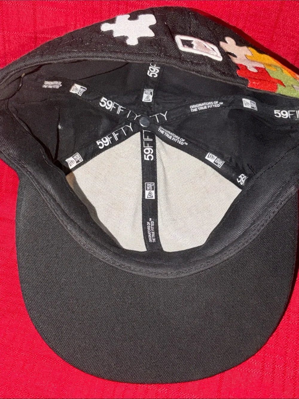 BLACK NEW ERA 59FIFTY NEW YORK YANKEES FITTED  7 7/8 PUZZLE HAT BASEBALL CAP